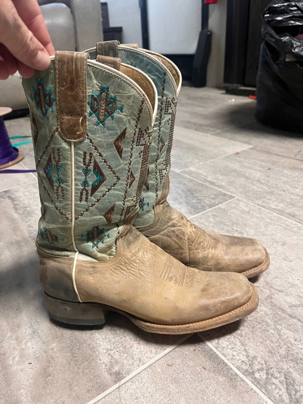 Roper Tan and Turquoise Embroidered Western Heeled Boots